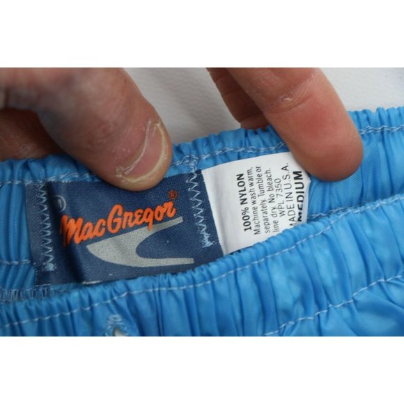 Vintage 80s MacGregor Womens Size Medium Spell Out Nylon Shorts Baggies Blue USA - Picture 5 of 8